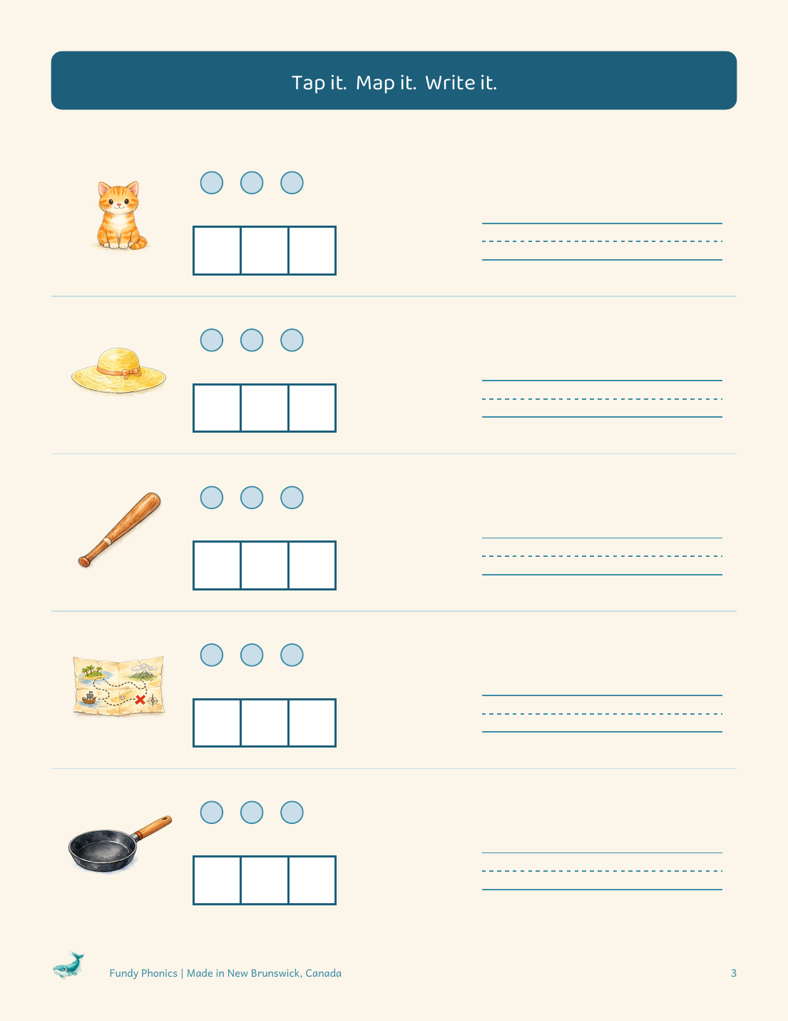 An actual worksheet from the word-mapping set - every page follows this layout.